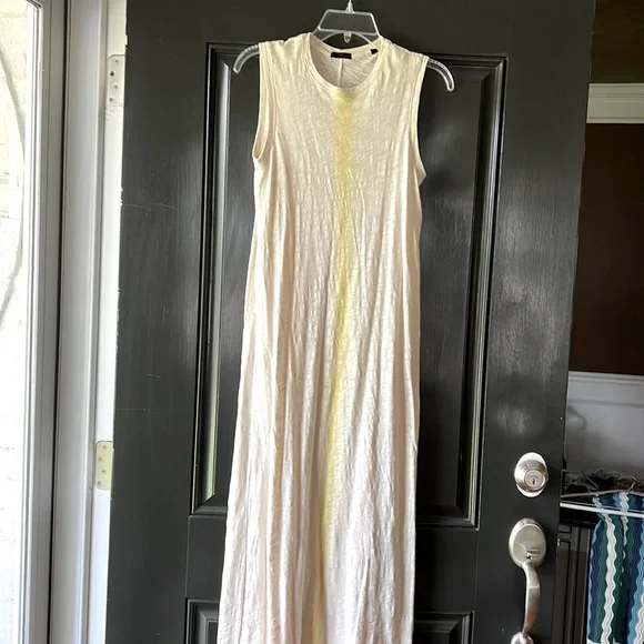 ATM Anthony Thomas Melillo Slub Jersey Sleeveless Maxi Dress Stone/Mustard XS - Picture 4 of 15